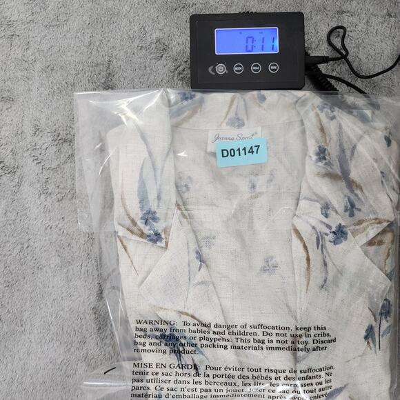 Vintage Joanna Sport Blazer Womens M Cream Blue Floral Flax Blend 3/4 Sleeve - Picture 7 of 7